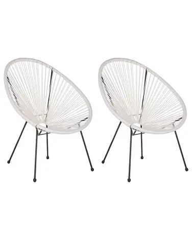 Conjunto de 2 sillas de jardín ACAPULCO II Ratán sintético Blanco - Jardín y balcón