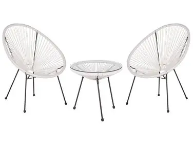 Bistro Set ACAPULCO II PE Rattan White - Garden & Balcony