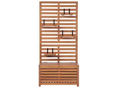 Banco de jardín con panel de pared MATINO Madera de acacia 170 cm 80 cm Marrón - Jardín y balcón