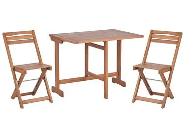 Bistro Set Folding LENOLA Acacia Wood Brown - Garden & Balcony
