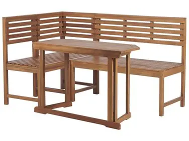 Balcony Dining Set 4 Seater TREIA Brown Acacia Wood - Garden & Balcony