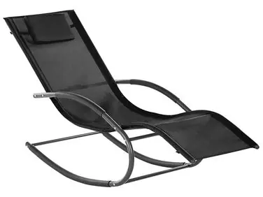 Rocking Sun Lounger CARANO II Metal Black - Garden & Balcony