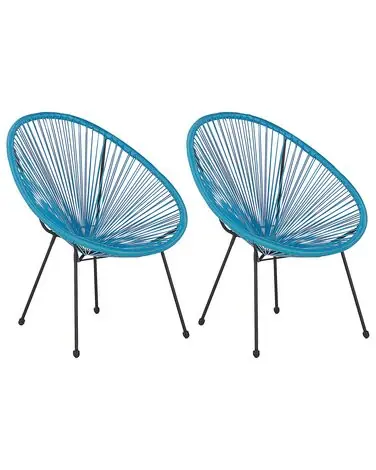 Set of 2 Garden Chairs ACAPULCO II PE Rattan Blue - Garden & Balcony