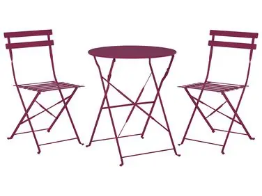 Bistro Set Folding FIORI Metal Burgundy - Garden & Balcony