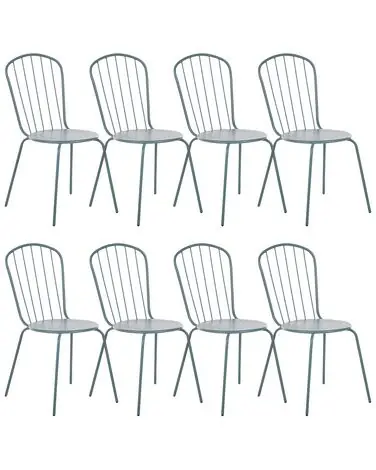 Set of 8 Chairs CALVI Metal Light Blue - Garden & Balcony
