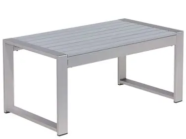 Garden Coffee Table SALERNO 90 cm 50 cm Metal Light Grey - Garden & Balcony