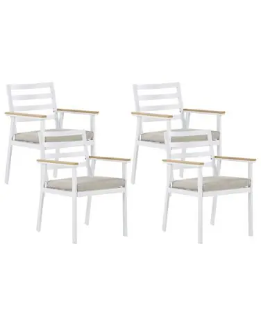 Set of 4 Garden Chairs with Cushions CAVOLI Metal Beige - Garden & Balcony