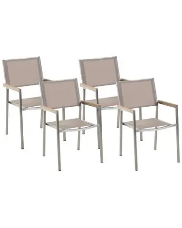 Conjunto de 4 sillas de jardín GROSSETO Acero inoxidable Beige - Jardín y balcón