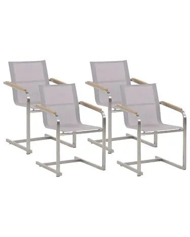 Set of 4 Garden Chairs COSOLETO Stainless Steel Beige - Garden & Balcony
