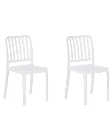 Set of 2 Garden Chairs SERSALE Synthetic Material White - Garden & Balcony