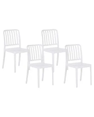 Set of 4 Garden Chairs SERSALE Synthetic Material White - Garden & Balcony