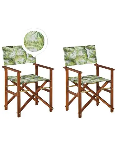 Set of 2 Garden Chairs CINE Acacia Wood Light Green - Garden & Balcony