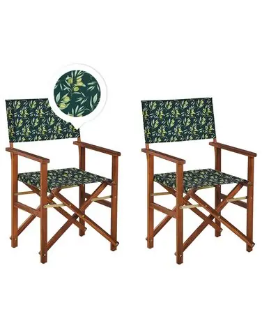Set of 2 Garden Chairs CINE Acacia Wood Dark Green - Garden & Balcony
