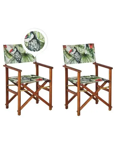 Set of 2 Garden Chairs CINE Acacia Wood Green - Garden & Balcony