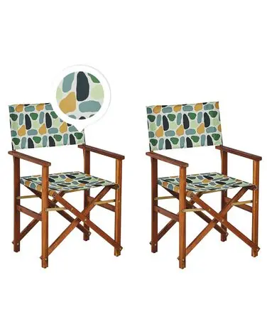 Set of 2 Garden Chairs CINE Acacia Wood Multicolour - Garden & Balcony