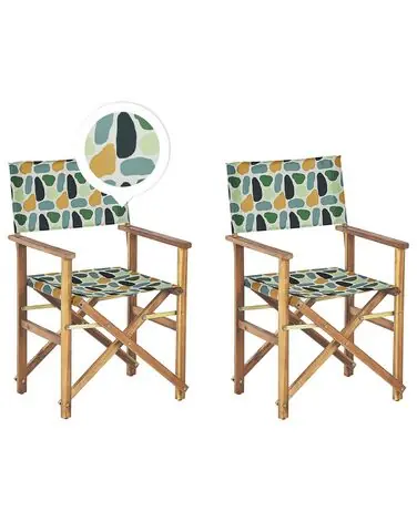 Set of 2 Garden Chairs CINE Acacia Wood Multicolour - Garden & Balcony
