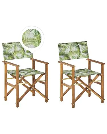 Set of 2 Garden Chairs CINE Acacia Wood Light Green - Garden & Balcony
