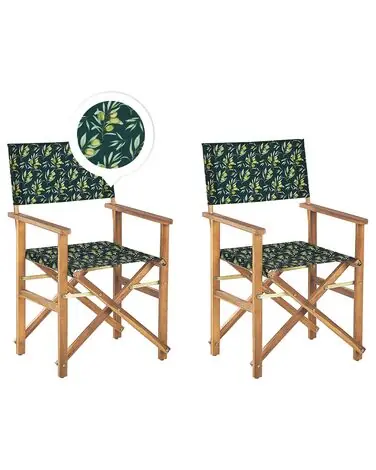 Set of 2 Garden Chairs CINE Acacia Wood Dark Green - Garden & Balcony