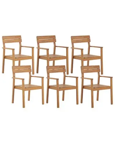Set of 6 Garden Chairs FORNELLI Acacia Wood Brown - Garden & Balcony