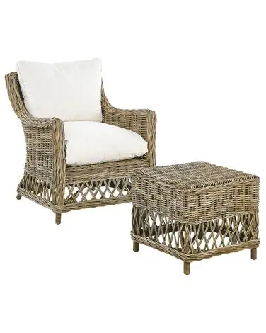 Sillón de jardín RIBOLLA con reposapiés Ratán Natural - Jardín y balcón