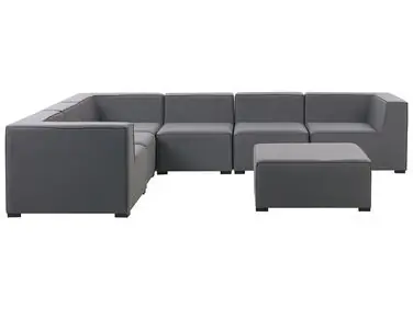 Garden Corner Sofa with Ottoman 7 Seater AREZZO Right Hand Grey Modular - Garden & Balcony
