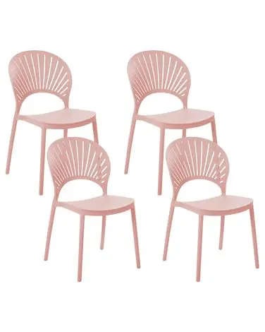 Set of 4 Garden Chairs OSTIA Pastel Pink - Dining Room