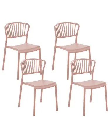 Set of 4 Garden Chairs GELA Pastel Pink - Dining Room