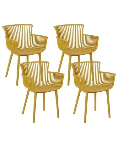 Set of 4 Garden Chairs PESARO Yellow - Dining Room