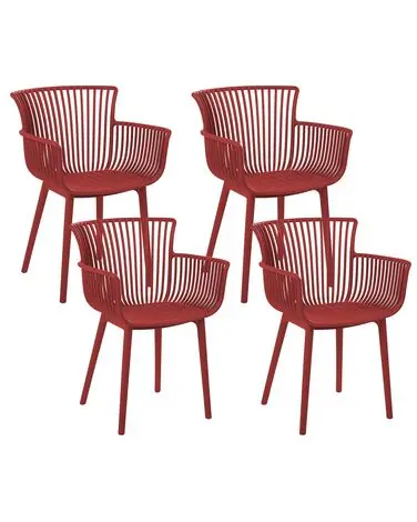 Set of 4 Garden Chairs PESARO Red - Dining Room