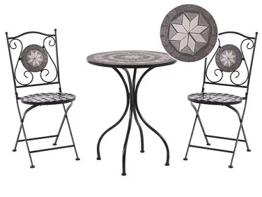 Bistro Set Folding CARIATI Metal Black - Garden & Balcony
