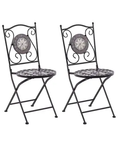 Conjunto de 2 sillas de jardín CARIATI Metal Negro - Jardín y balcón