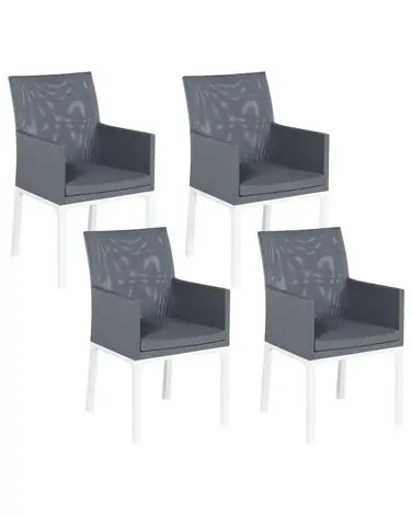 Conjunto de 4 sillas de jardín BACOLI Tela Gris oscuro - Jardín y balcón