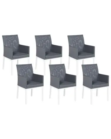 Set of 6 Garden Chairs BACOLI Fabric Dark Grey - Garden & Balcony