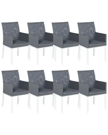 Set of 8 Chairs BACOLI Fabric Dark Grey - Garden & Balcony