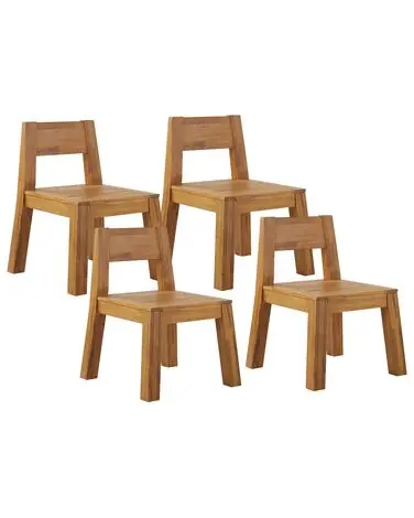 Set of 4 Garden Chairs LIVORNO Acacia Wood Brown - Garden & Balcony