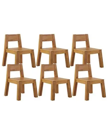 Set of 6 Garden Chairs LIVORNO Acacia Wood Brown - Garden & Balcony