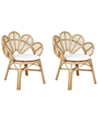Set of 2 Peacock Chairs FLORENTINE II Rattan Natural - Garden & Balcony