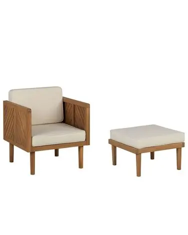 Sillón de jardín con otomana BARATTI Madera de acacia Marrón - Jardín y balcón