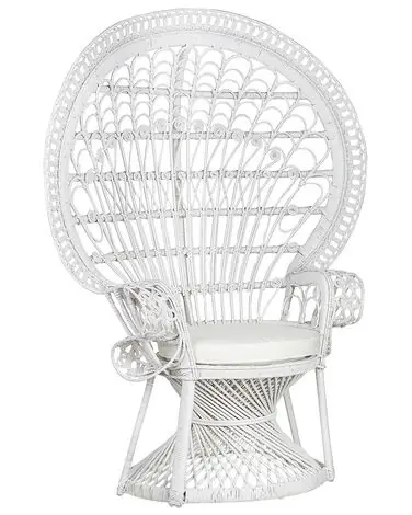 Peacock Chair EMMANUELLE Rattan White - Garden & Balcony