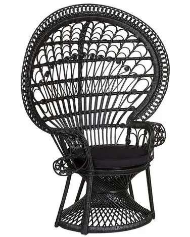 Silla pavo real EMMANUELLE Ratán Negro - Jardín y balcón