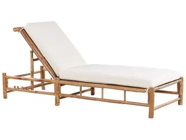 Sun Lounger with Cushion LIGURE Reclining Bamboo Brown - Garden & Balcony