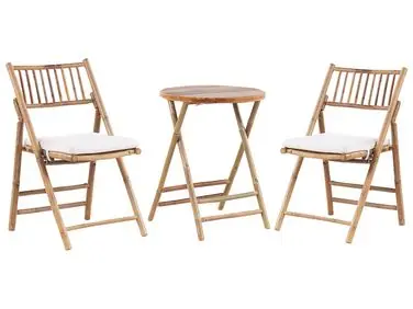 Bistro Set Folding SAVELLETRI Bamboo Brown - Garden & Balcony