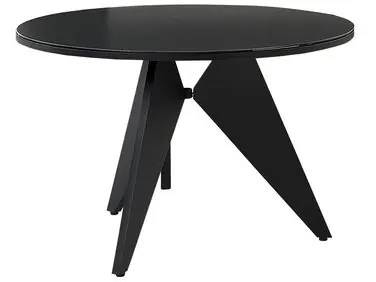 Mesa de jardín OLMETTO 83 cm 110 cm Vidrio Negro - Jardín y balcón