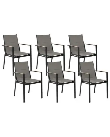 Set of 6 Garden Chairs BUSSETO Metal Black - Garden & Balcony
