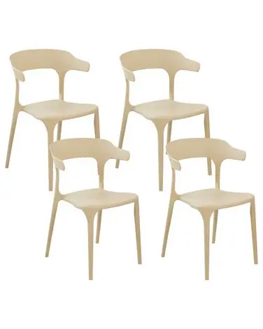 Set of 4 Garden Chairs GUBBIO Sand Beige - Garden & Balcony