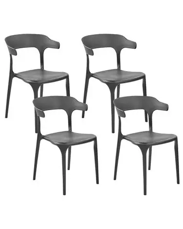 Set of 4 Garden Chairs GUBBIO Black - Garden & Balcony