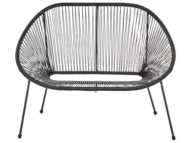 Garden Bench ACAPULCO II 113 cm PE Rattan Black - Garden & Balcony
