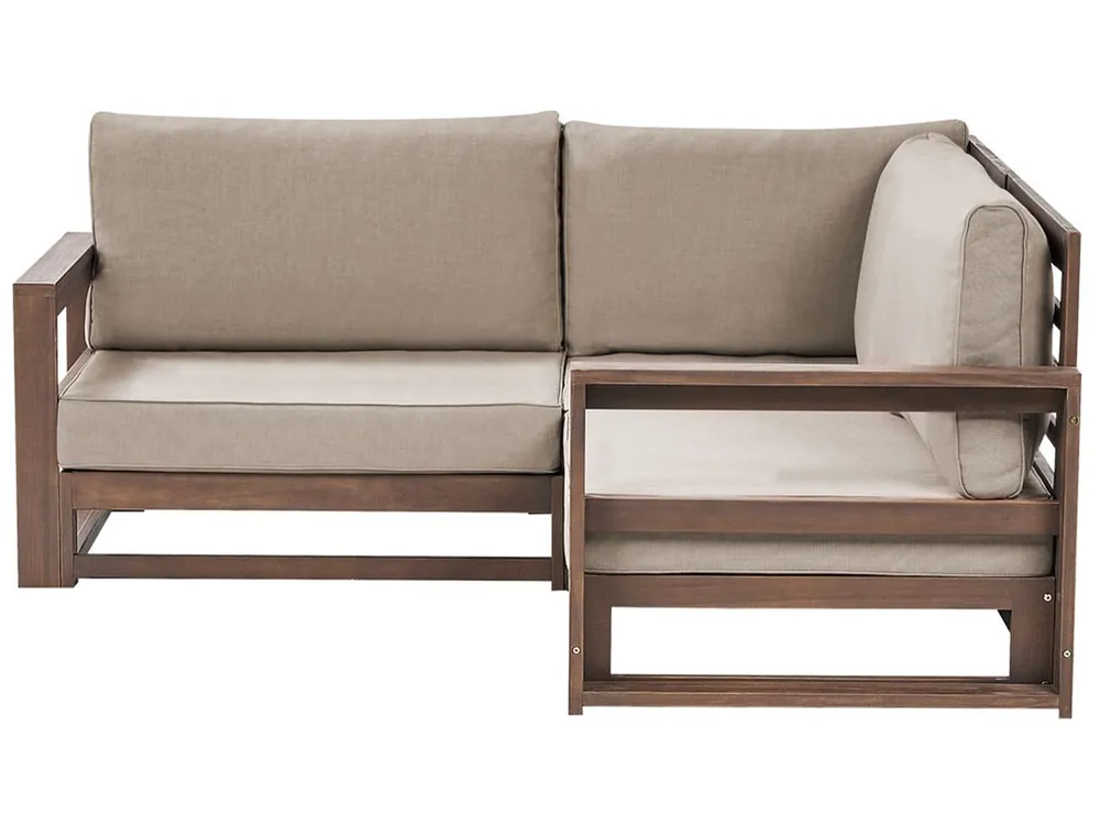Garden Corner Sofa 2 Seater TIMOR Modular Certified Acacia Wood Dark Brown - Garden & Balcony