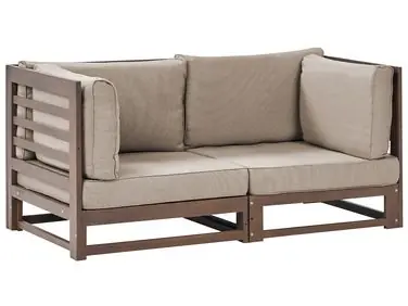 Sofá de jardín 2 plazas TRANI modular Madera de acacia certificada Marrón oscuro - Jardín y balcón