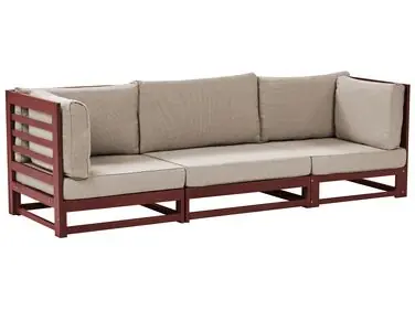 Sofá de jardín 3 plazas TRANI modular Madera de acacia certificada Rojo oscuro - Jardín y balcón